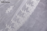 Luxury Lace Long Tulle Wedding Veils Two Layer With Comb White Ivory Bridal Veil for Bride Marriage Wedding Accessorie