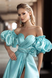 Floor Length Puff Sleeve Off-the-Shoulder Sweetheart Evening Dresses and Bridal Gowns by Vestidos de Novia