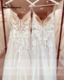 Spaghetti Straps Boho Wedding Dress 2023 Lace Applqiues V Neck Bridal Gowns Tulle A Line abito da sposa