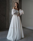 Strapless A-Line Wedding Dresses Detachable Long Sleeves Bridal Gowns Robe De Mariée