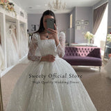 Wedding Dress Embroidered Lace On Net With Ball Gown Train Elegant Boat Neck Full Sleeve bridal Gowns Button Robes De Ma