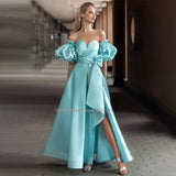Floor Length Puff Sleeve Off-the-Shoulder Sweetheart Evening Dresses and Bridal Gowns by Vestidos de Novia