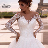 Wedding Dress Organza With Embroidery Princess Ball Gown Sweetheart Full Sleeve Simplicity Back Button Vestido De Novia