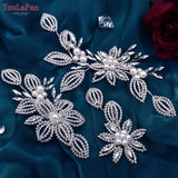 HP445 Luxury Bridal Headpiece Set Crystal Flower Wedding Headband Women Hair Ornament Jewelry Pearls Bride Headdress