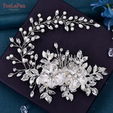 HP511 Alloy Flower Wedding Headband Bridal Hair Accessories Rhinestone Woman Headpiece with Comb Bride Headwear Jewelry
