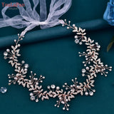 Crystal Wedding Headpiece Shiny Rhinestone Bridal Headband Bridesmaid Alloy Leaf Tiara Woman Wedding Hair Accessories
