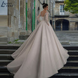 NICEB Luxury Wedding Gown Dress Lace V Neck Appliques Vestidos De Noiva Mariage Satin Sweep Train Plus Size Bridal Dress