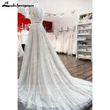 A Line Boho Wedding Dress Spaghetti Straps Lace Tulle V Neck Sleeveless Open Back Vestidos de Fiesta