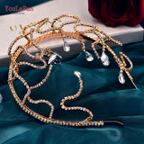 HP467 Crystal Wedding Hairband Bridal Hair Ornaments Rhinsestone Headband for Bride Banquet Party Tiara and Headdress