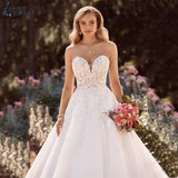 NICEB Exquisite Wedding Dresses Women Ball Gown Backless Bride Strapless Bridal Gown Sweetheart Lace Vestidos Para Mujer