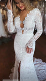 Mermaid Wedding Dress V Neck Lace Morden Embroidery For Women 2023 Robe De Mariee Floor Length Bridal Gowns Court Train