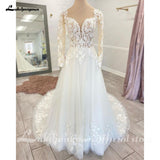 Plus Size Long Sleeves Wedding Dresses For Women Sexy V Neck A Line Bridal Dress Vestido De Novia vestido feminino
