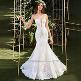 Sweetheart Neckline Mermaid Wedding Dresses Exquisite Appliques Sleeveless Lace Bridal Gowns Vestido De Novia
