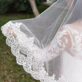Two Layers Sequins Lace Edge Wedding Veils Custom Made