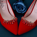 HX39 2pcs Rhinestones High Heel Buckle Decoration Women Bride Shoes Clips Charm Wedding Shoes Buckle Shoe Crystal Clip