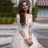 Wedding Dress Princess Lace Appliques Long Sleeve Ball Gown Vestido De Novia Sweep Train Bride Bridal свадебное платье