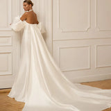 Ivory Mermaid Wedding Dresses 2023 Sweetheart Satin Bridal Gowns Boho Beach Detachable Train Wedding Prom Gowns Custom Size