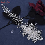 HP511 Alloy Flower Wedding Headband Bridal Hair Accessories Rhinestone Woman Headpiece with Comb Bride Headwear Jewelry