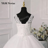 Novias Fashion Simple White Ivory Wedding Dresses Plus Size Diamond sequin Beading Lace Edge Train Dresses For Brides Gowns