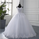 Video Spaghetti Straps White Ivory Tulle Bridal Ball Gown For Wedding Dresses New Luxury Pearls Marriage Customer Made
