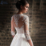 NICEB 3/4 Lace Sleeves Wedding Dresses With Pocket Satin Sweep Train свадебное платье Bridal Ball Gowns Simple Customized