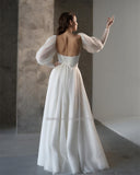 Strapless A-Line Wedding Dresses Detachable Long Sleeves Bridal Gowns Robe De Mariée
