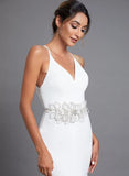 SH256-S Bridal Belt Rhinestone Wedding Dress Belt Crystal Bridal Waistband Handmade Woman Party Sash with Ribbon