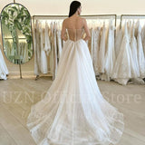 Elegant A-Line Wedding Dresses Spaghetti Straps Appliques Split Bridal Gowns Boho Beach Evening Wedding Gowns Custom Size