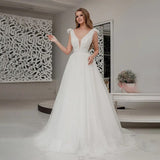 V-Neck Beach Wedding Dresses Spaghetti Straps Bridal Gowns Custom Made Robe De Mariee
