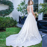 NICEB Elegant Wedding Dresses Lace Open Back A-Line Appliques Bridal Gowns Sleeveless V-Neck Vestido De Fiesta De Boda