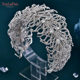 Rhinestone Bridal Headbands Alloy Leaf Wedding Tiara Bride Wedding Hair Accessories Jewelry for Women Headpiece HP386
