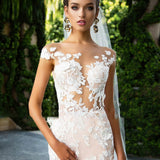 Luxury Elegant Mermaid Wedding Dress For Bride Princess Backless Lace Applique Bridal Gown 2023 Illusion Vestido De Novia