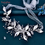 SH299 Shiny Leaf Belts for Bride Woman Dresses Sash Waist Jewelry Wedding Accessories Bridal Belt with Organza Ribbon