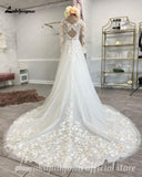 Plus Size Long Sleeves Wedding Dresses For Women Sexy V Neck A Line Bridal Dress Vestido De Novia vestido feminino