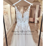 Wedding Dress Chiffon A-line Floor Length V-neck Bride Dress Appliques Sleeveless Slit A Line Button Robes De Mariée