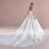 Wedding Dress Organza With Embroidery Ball Gown Sweetheart V-neck Corset Full Sleeve Bridal Gowns Robe De Mariee Lace Up