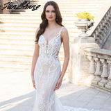 Sexy Mermaid Wedding Dress For Women 2023 Lave Appliques Sleeveless Bride Gown Backless Zipper Train Vestidos De Noiva