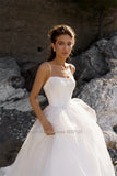 Sweetheart Neckline A-Line Wedding Dresses Spaghetti Straps Sleeveless Sweep Train Princess Bridal Gowns