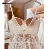 Sexy Beach Wedding Dress Spaghett Straps 2023 Robe Mariee Vintage Lace Boheme Wedding Dresses Backless Beaded