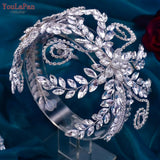 HP443 Bridal Headpiece Flower Bride Crown Wedding Hair Accessories Crystal Bridal Headdress for Pageant Party Headwear