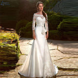 Long Sleeves Lace Mermaid Wedding Dress For Bride Satin Bridal Gowns Elegant Plus Size Custom Made Vestido De Novia 2023
