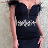 SH299 Shiny Leaf Belts for Bride Woman Dresses Sash Waist Jewelry Wedding Accessories Bridal Belt with Organza Ribbon