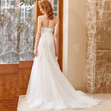 Boho V-Neck Wedding Dress Mermaid For Women 2023 Sleeveless Bride Gown Lace Appliques Illusion Button Vestidos De Noiva