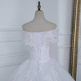 Shoulder Appliqes Pearls Wedding Dress Plus Size Vestido De Noiva 2023 Long Train Bridal Dresses Gowns Tulle Mariage