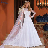 Long Sleeves Lace Appliques Wedding Dresses свадебное платье Robe De Mariée Natural Bridal Gowns Bride Elegant 2023