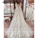 Spaghetti Straps Lace Wedding Dress Open Back Civil Bridal Bohemian Wedding Gowns Vestidos de Nova