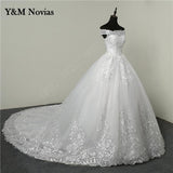 Vedio Luxury Lace Applique Plus Size Wedding Dress Embroidery 2023 New Long Train Sweetheart Bride Gown Vestidos De Noiva