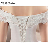De Noiva 2023 Wedding Dress Custom Made Plus Size Free Shipping Vintage Boat Neck Bridal Gowns White Lace Appliques