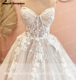 Court Train Wedding Dress 2023 Vestido Civil Tulle Wedding Dresses Sleeveless Lace Bodice Bridal Gown Robe de mariee