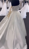 Modest Wedding Dress Ball Gown Strapless White Satin Long Wedding Dresses Brides Dress Bridal Gowns With Gloves HZ1214